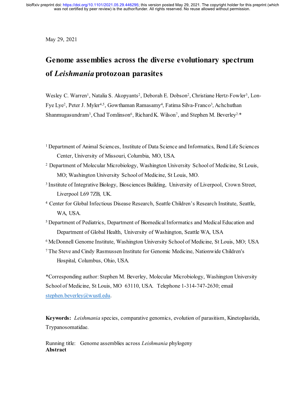 Genome Assemblies Across the Diverse Evolutionary Spectrum of Leishmania Protozoan Parasites