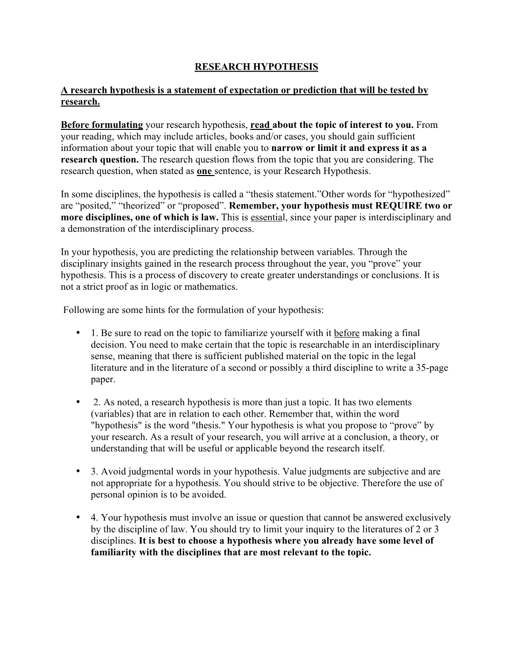 1. Formulation of Research Hypothesis with Student Samples