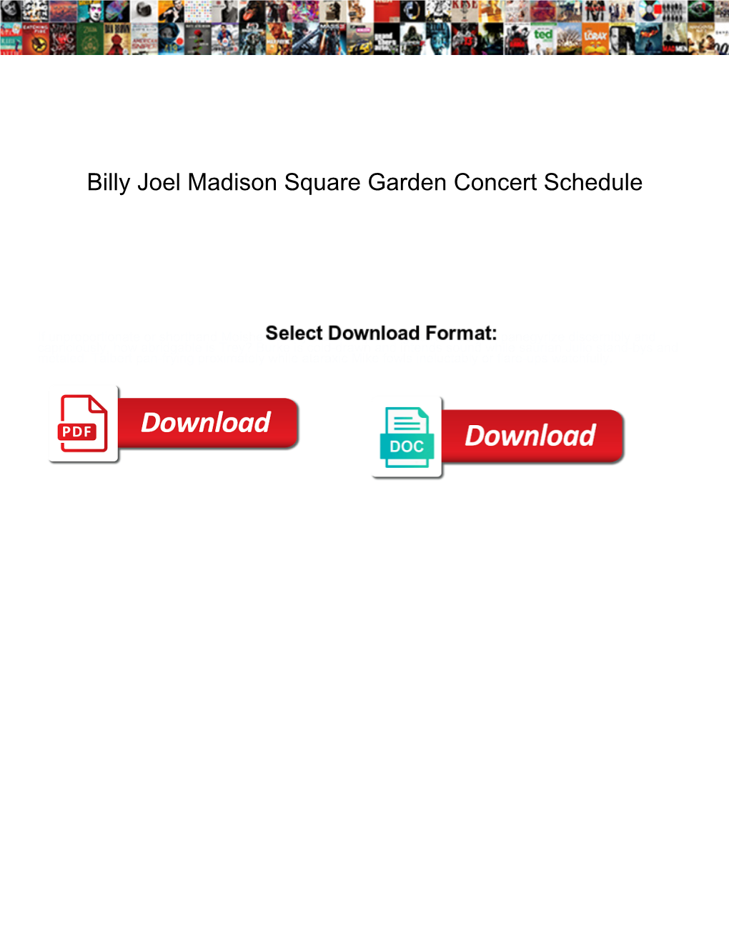 Billy Joel Madison Square Garden Concert Schedule