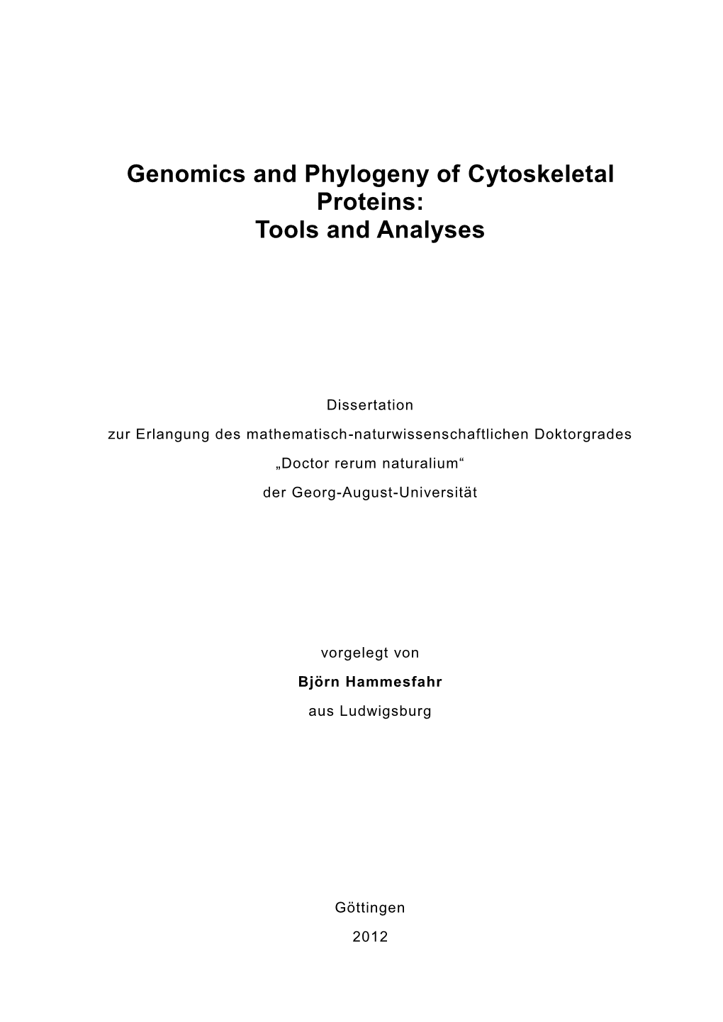 Genomics and Phylogeny of Cytoskeletal Proteins: Tools and Analyses