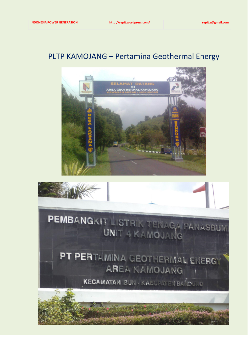 PLTP KAMOJANG – Pertamina Geothermal Energy