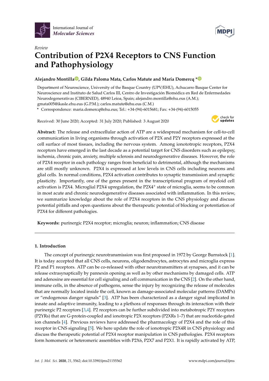 Contribution of P2X4 Receptors to CNS Function and Pathophysiology