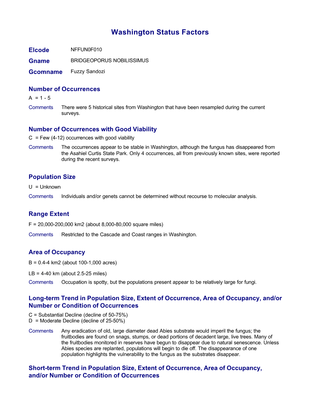 Washington Status Factors