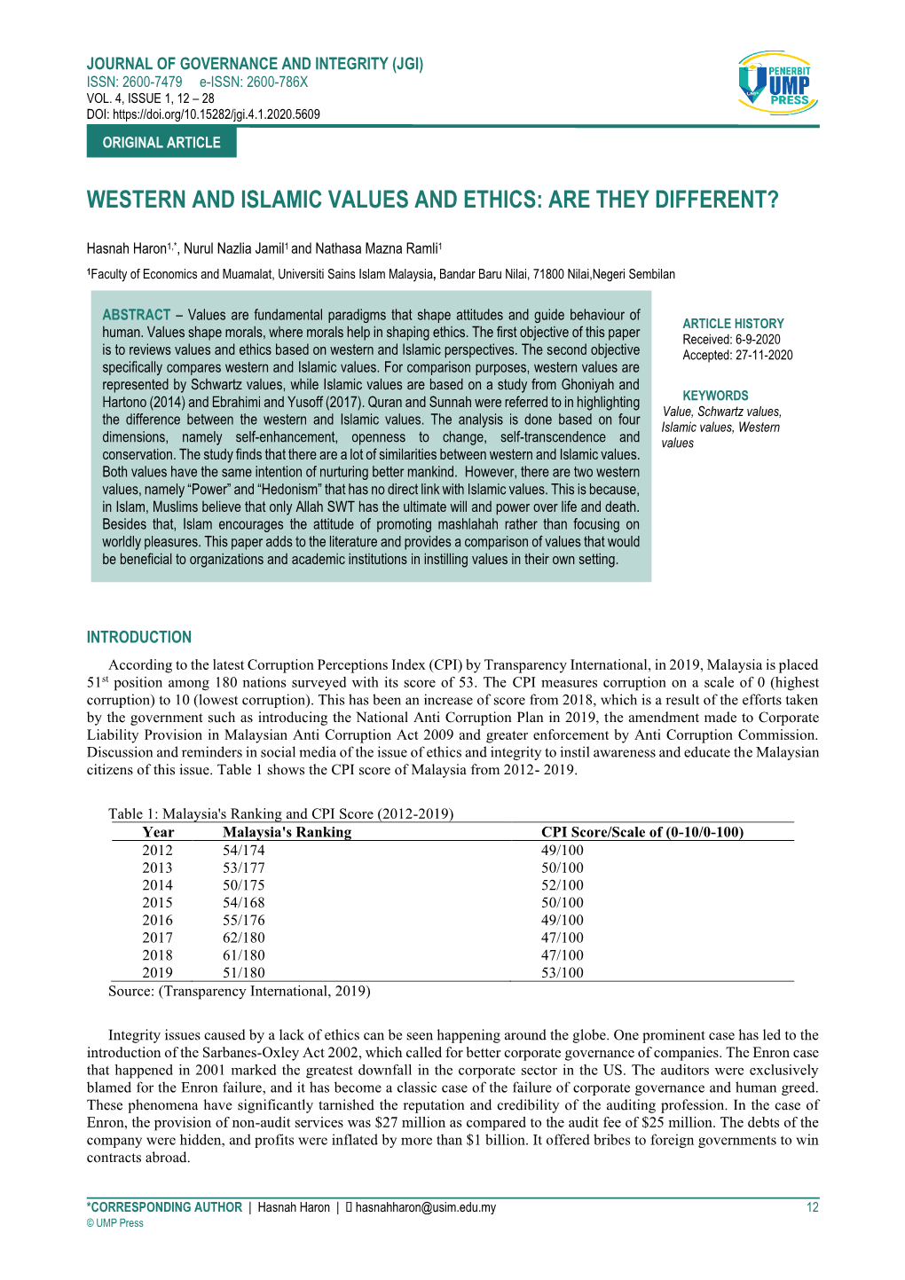 Western and Islamic Values and Ethics: Are They Different?