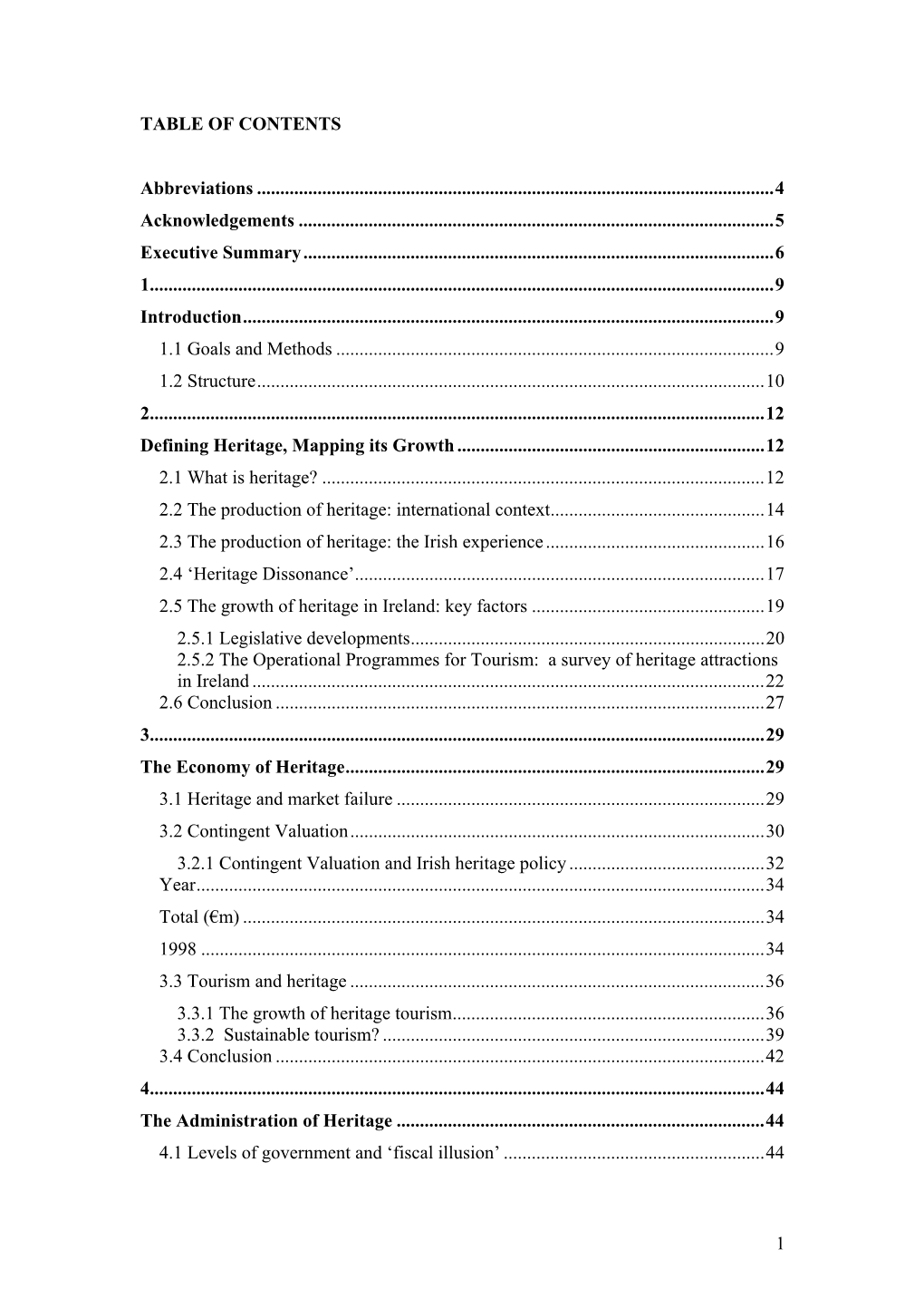 Table of Contents