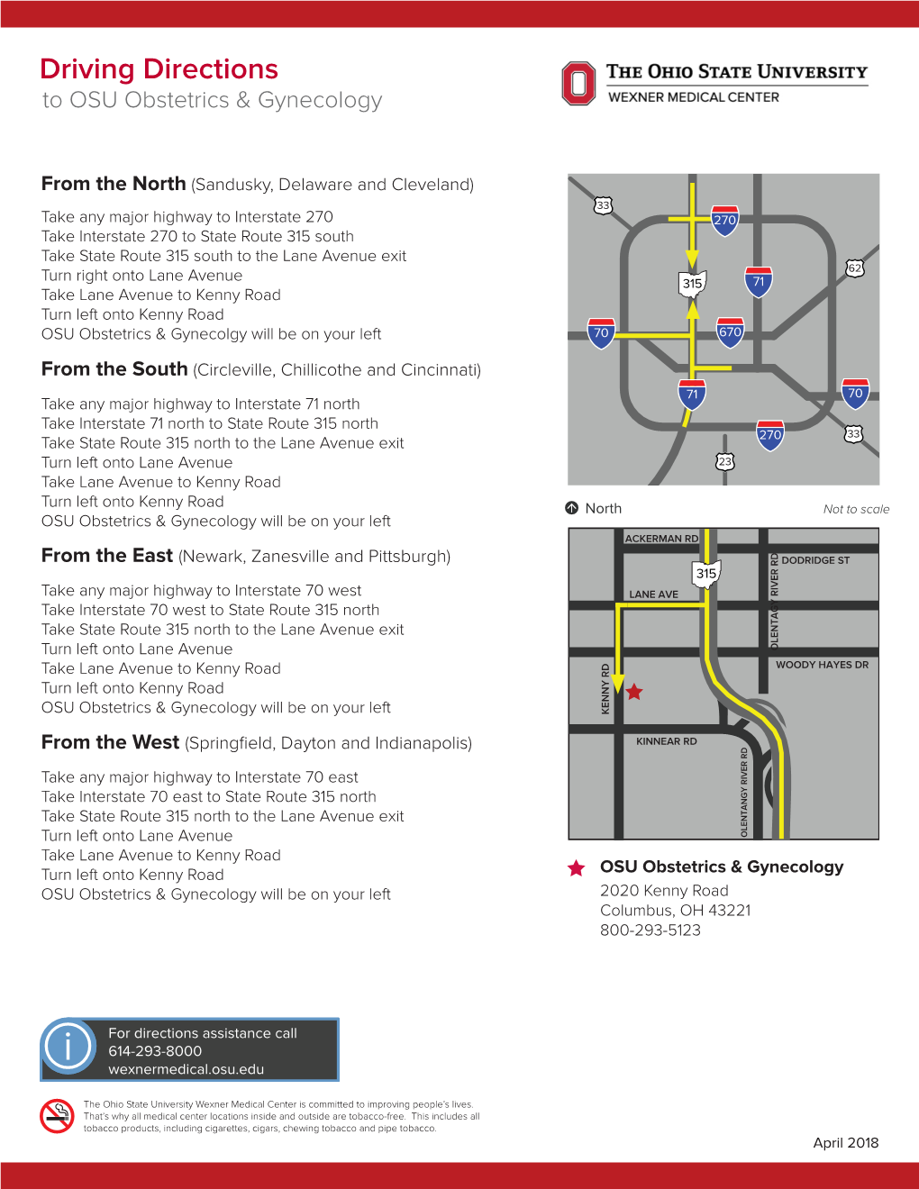 Driving Directions to OSU Obstetrics & Gynecology