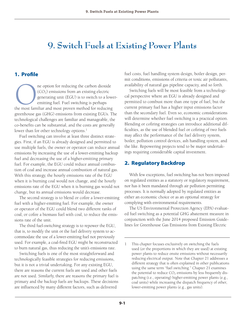 Chapter 9: Switch Fuels at Existing Power Plants