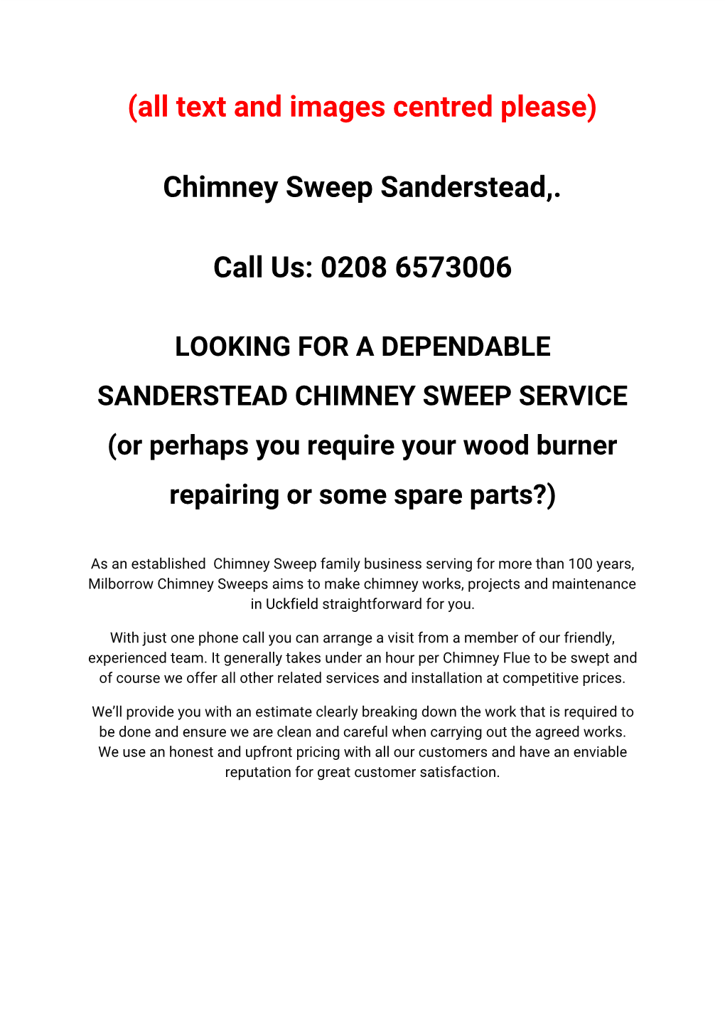Chimney Sweep Sanderstead,. Call Us