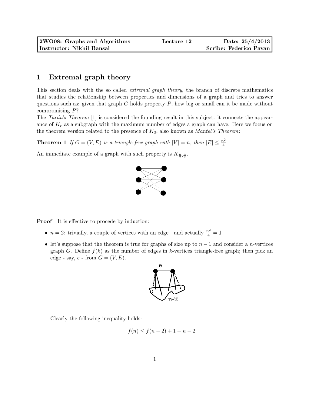 1 Extremal Graph Theory