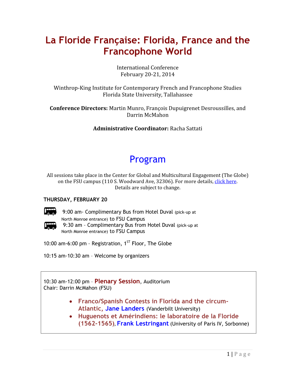 Florida, France and the Francophone World Program