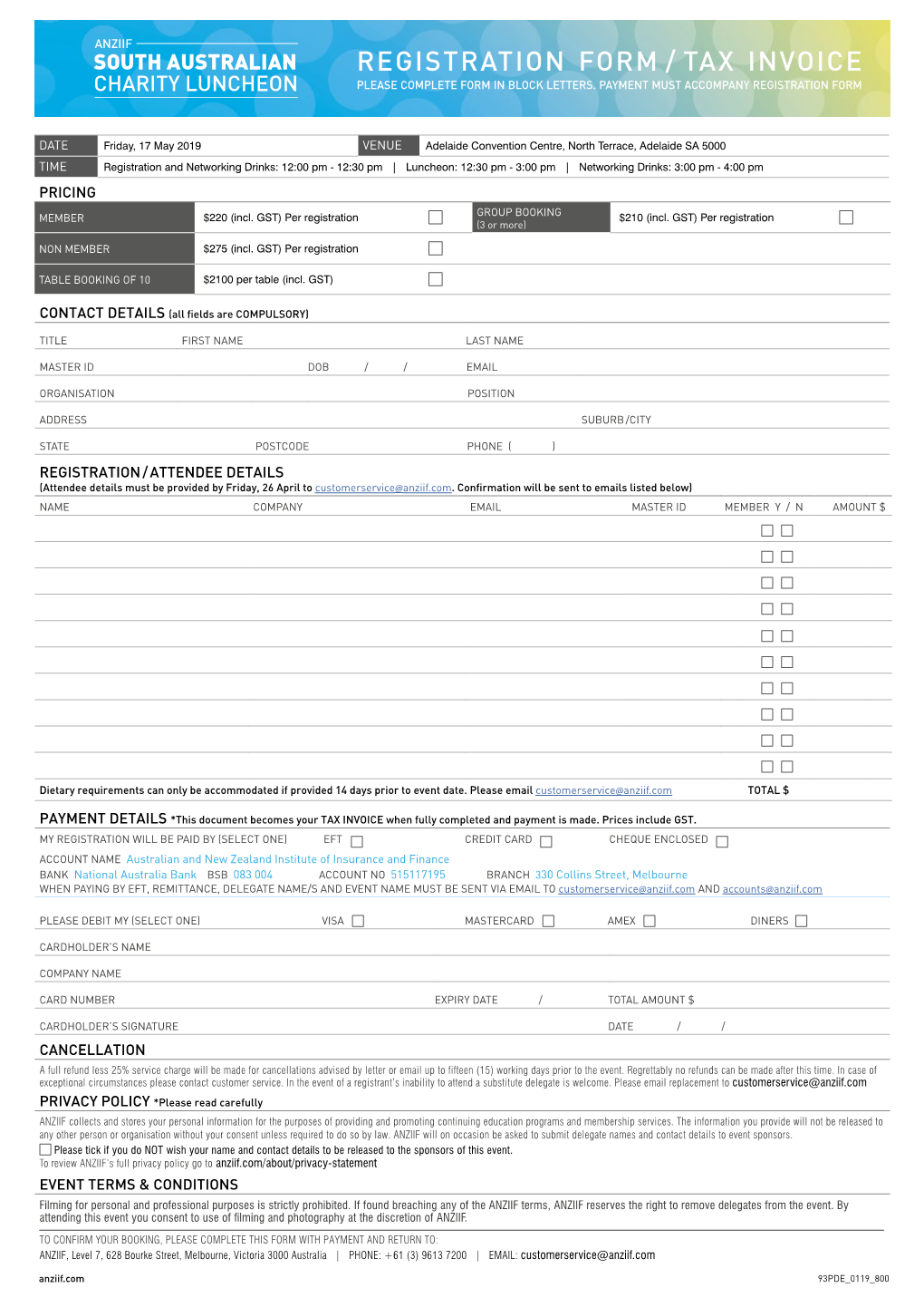 Registration Form / Tax Invoice Please Complete Form in Block Letters
