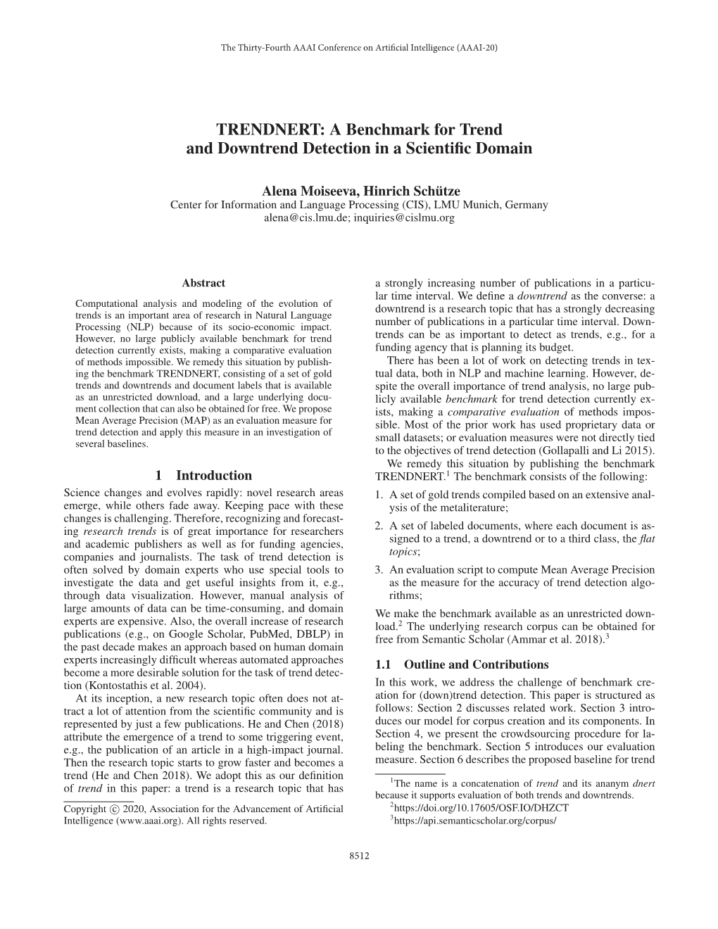 A Benchmark for Trend and Downtrend Detection in a Scientific