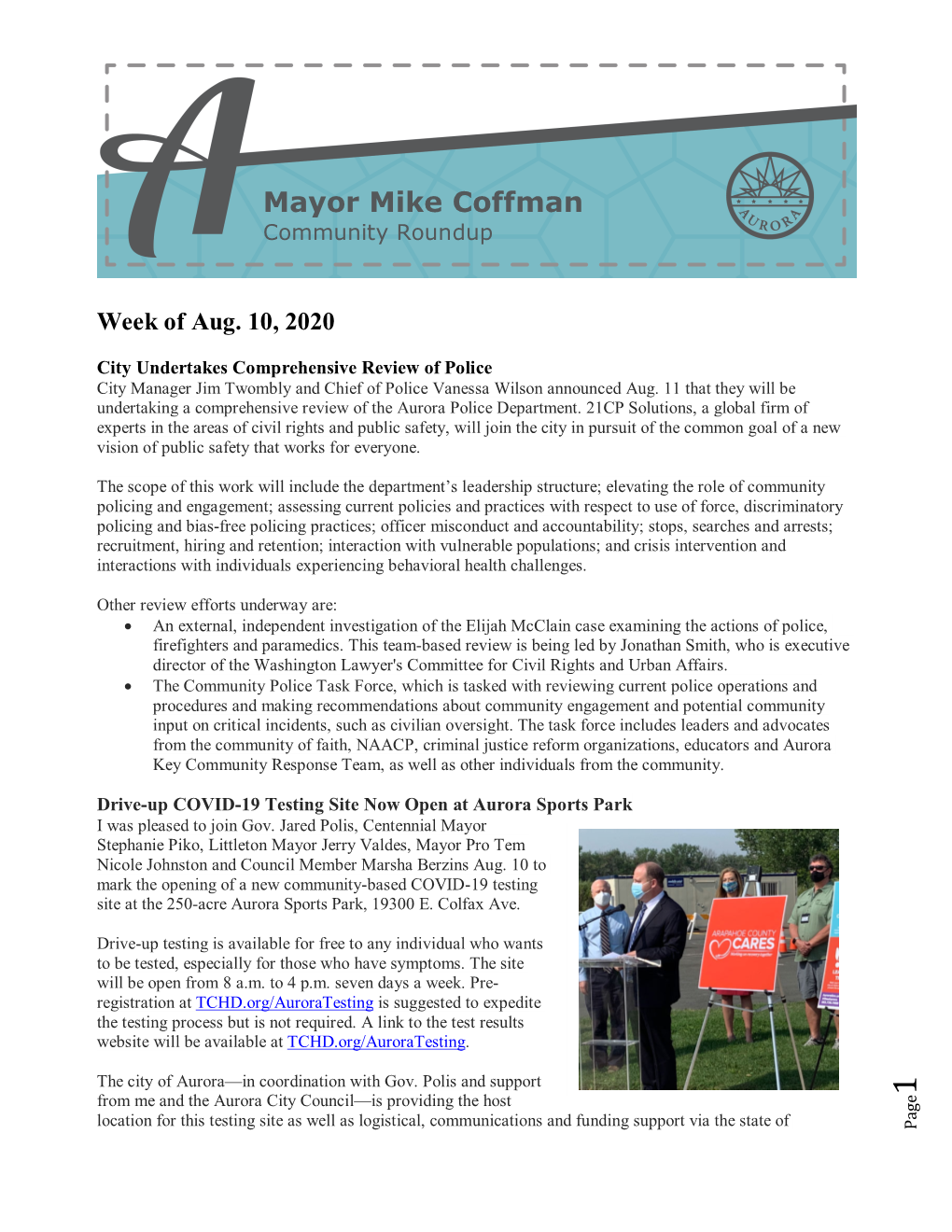 Mayor Mike Coffman Community Roundup