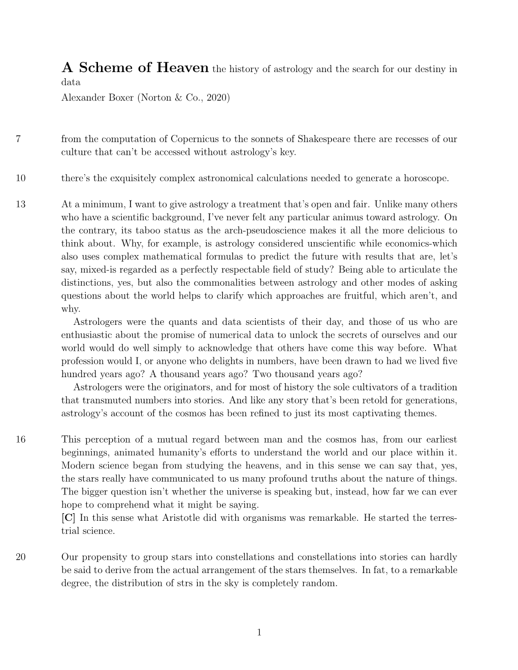 A Scheme of Heaven the History of Astrology and the Search for Our Destiny in Data Alexander Boxer (Norton & Co., 2020)