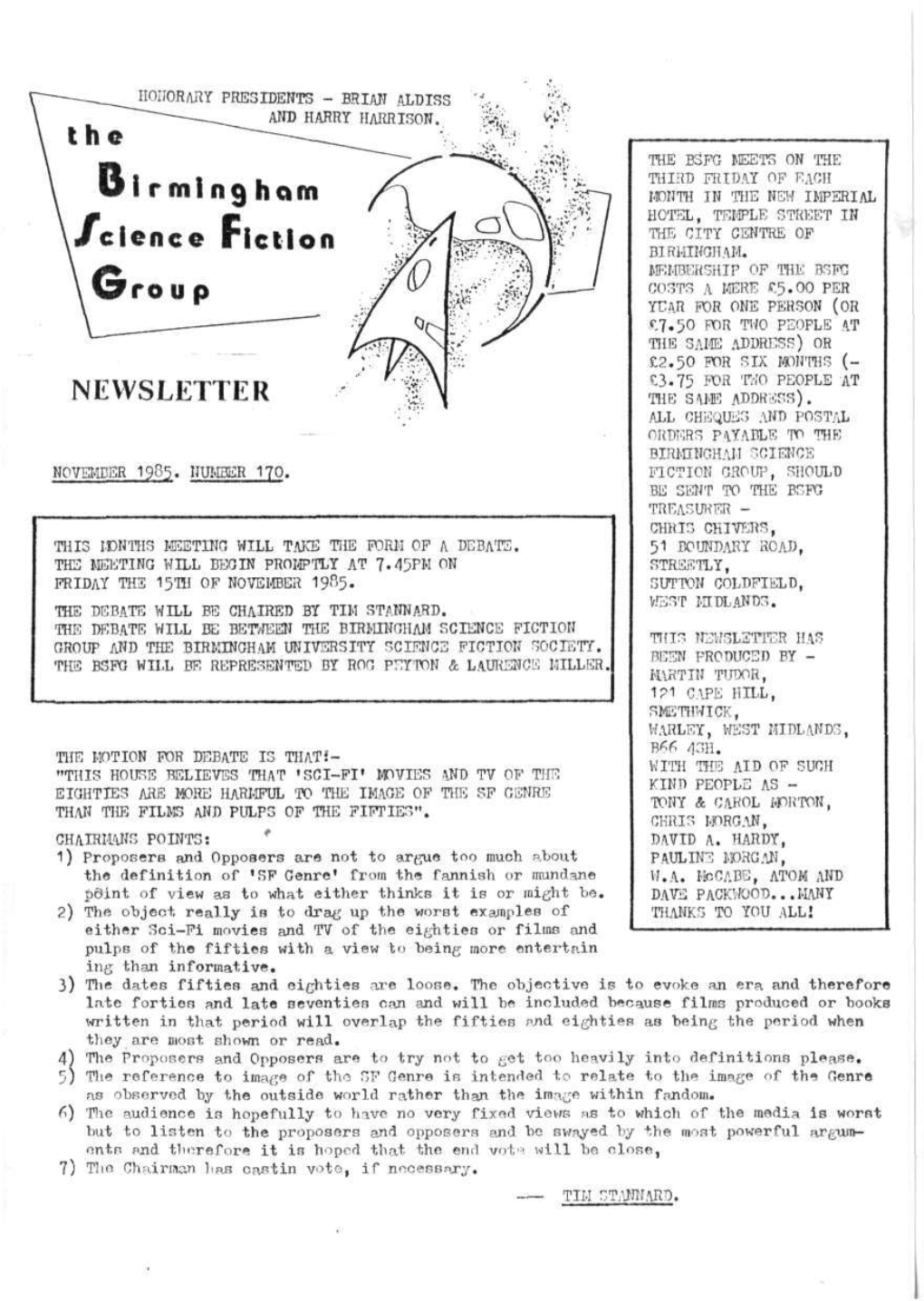 Birmingham Science Fiction Group Newsletter