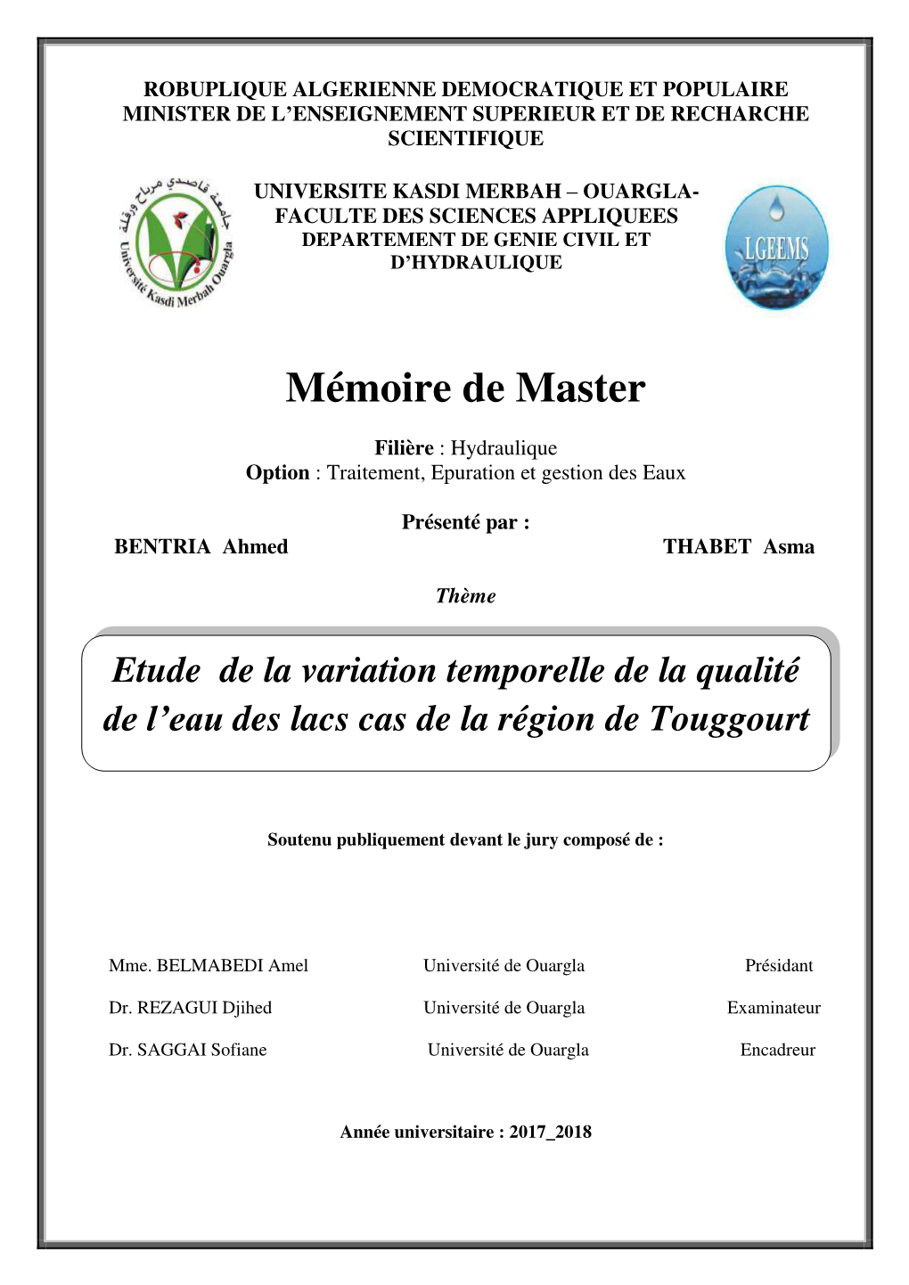 Mémoire De Master