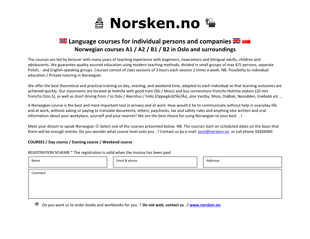 Norsken.No Language Courses for Individual Persons and Companies