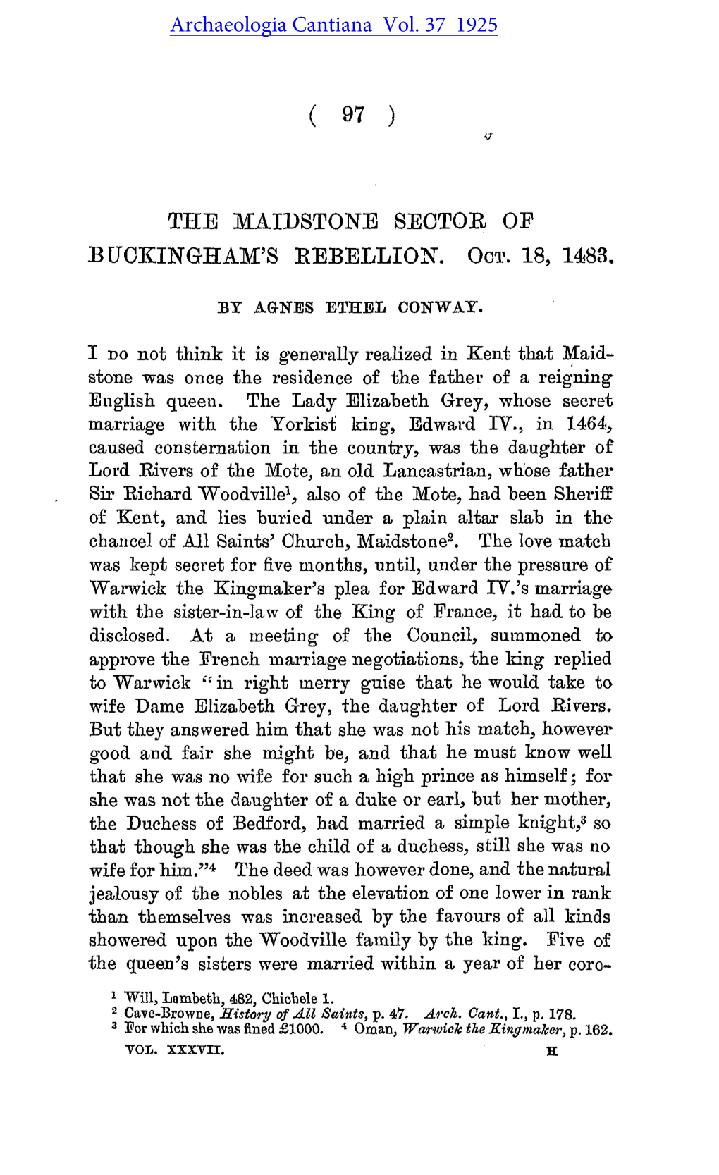 The Maidstone Sector of Buckingham's Rebellion Act, Oct