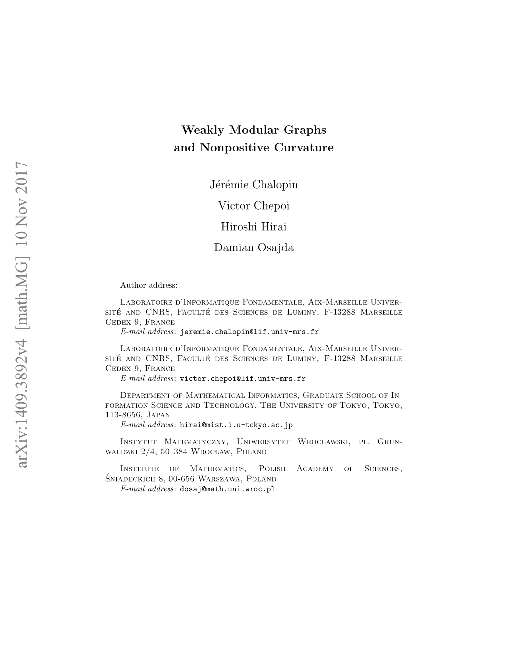 Weakly Modular Graphs and Nonpositive Curvature