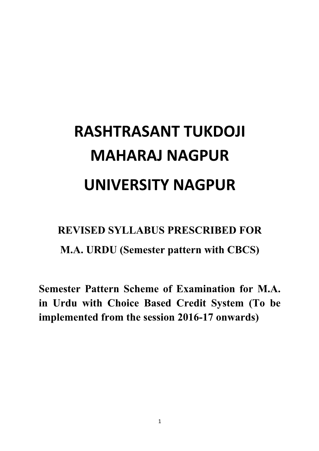 Rashtrasant Tukdoji Maharaj Nagpur University Nagpur