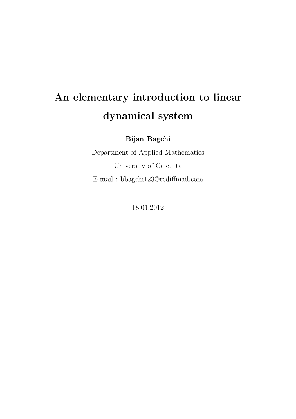 An Elementary Introduction to Linear Dynamical System