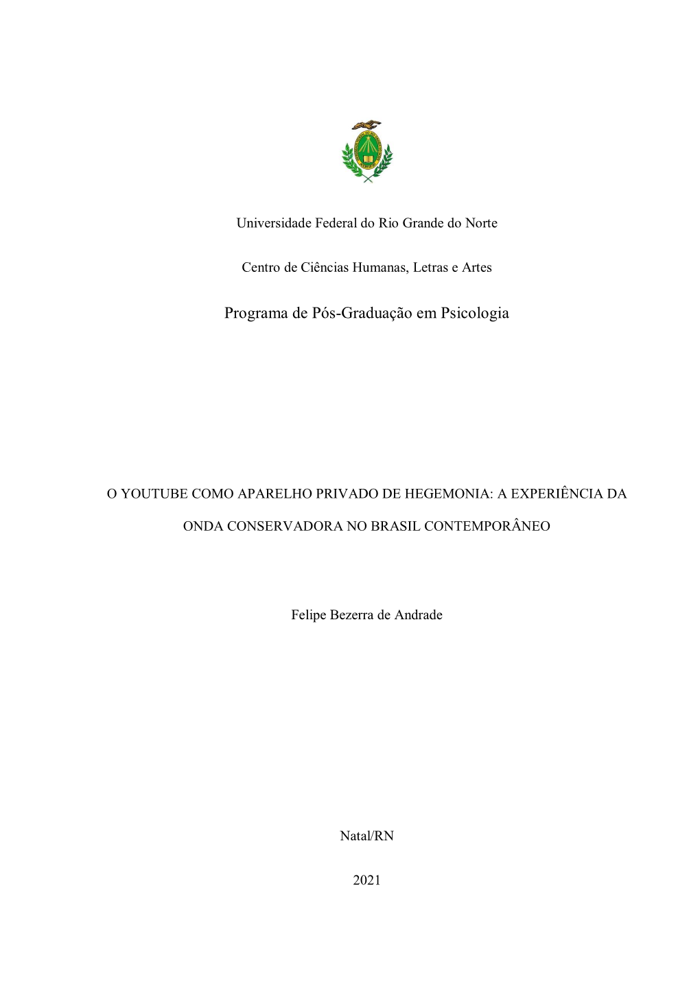 Programa De Pós-Graduação Em Psicologia