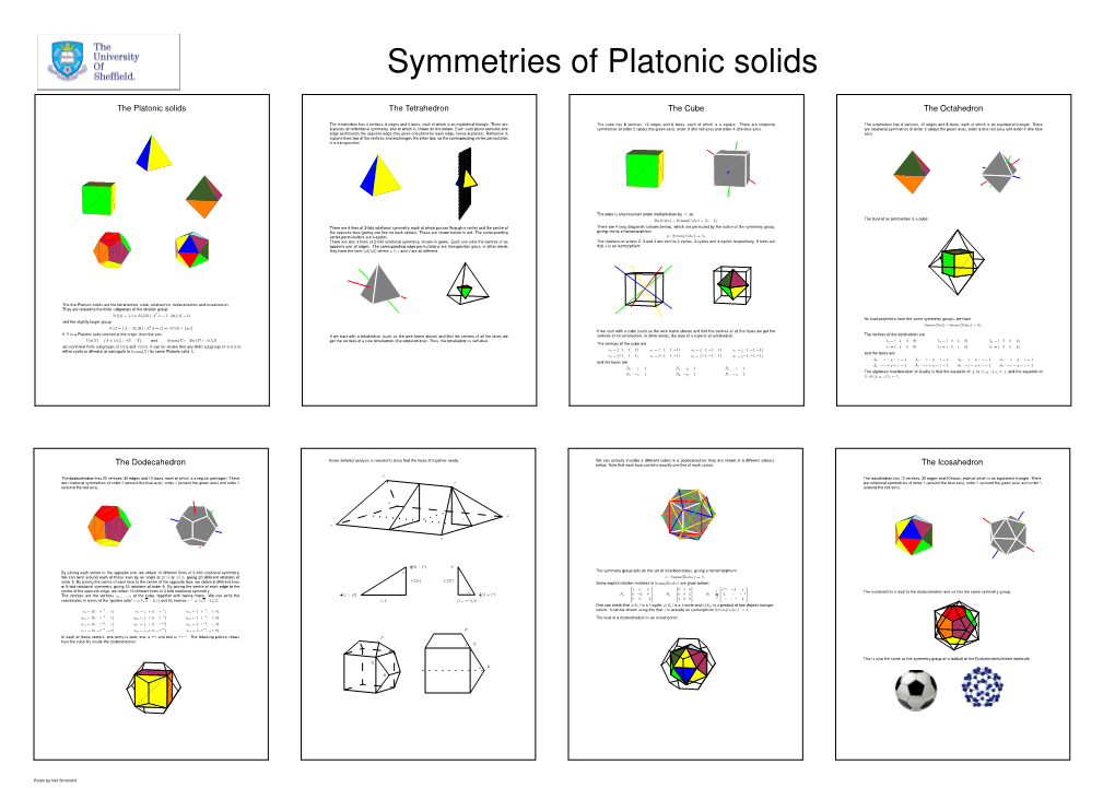 The Platonic Solids the Tetrahedron the Cube the Octahedron the Dodecahedron the Icosahedron