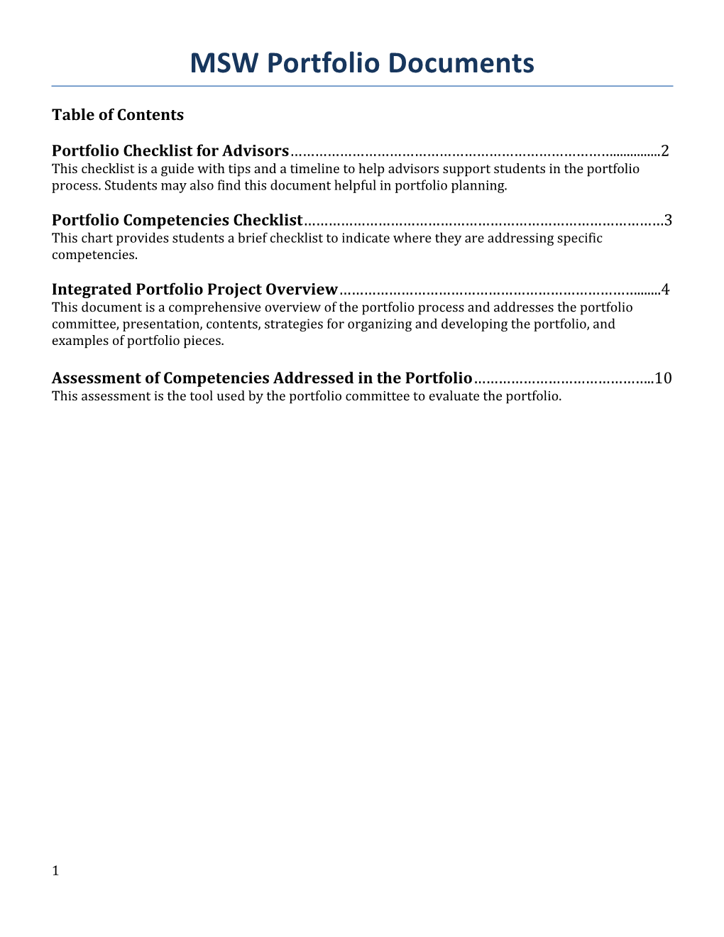 MSW Portfolio Documents