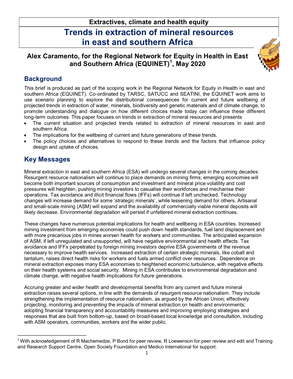 Trends in Extraction of Mineral Resources in East and Southern Africa