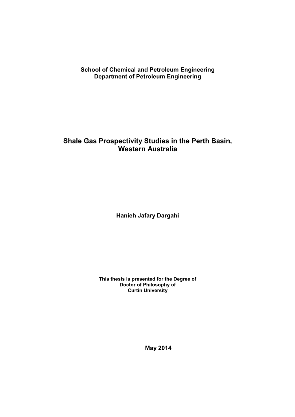 Shale Gas Prospectivity Studies in the Perth Basin, Western Australia