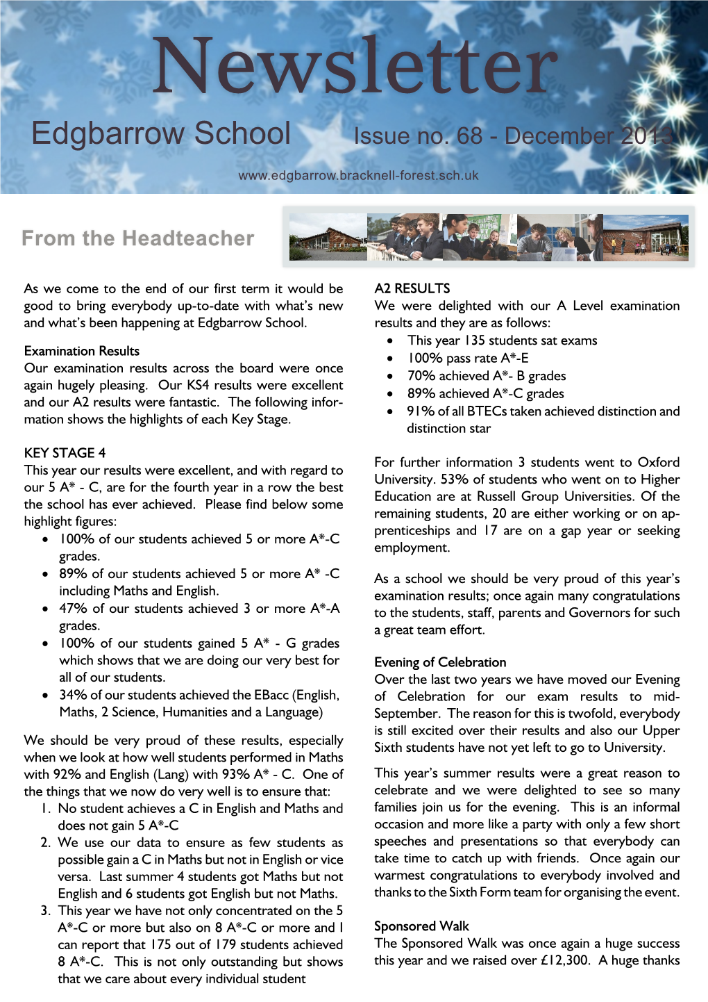 Newsletter Edgbarrow School Issue No