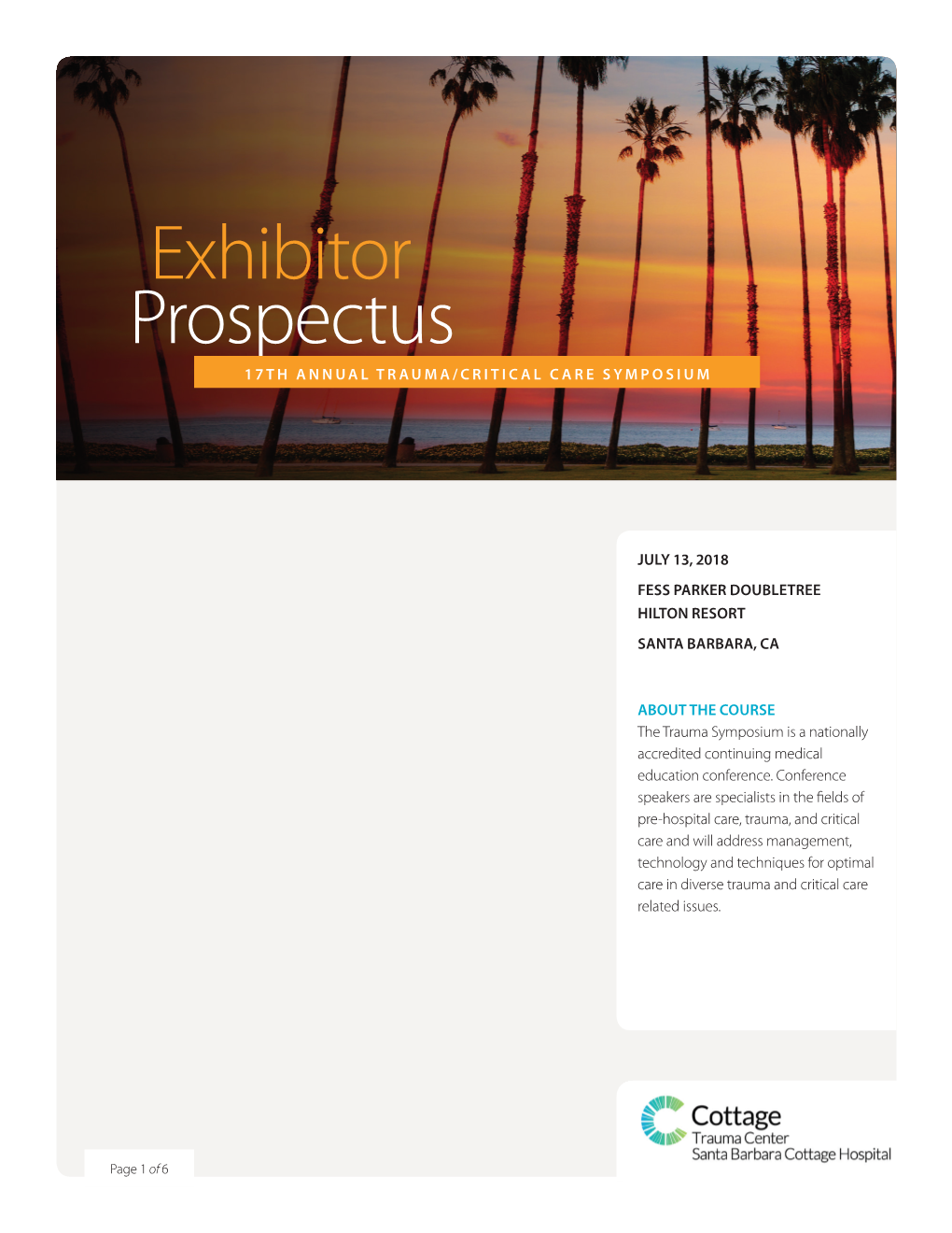 Exhibitor Prospectus 17TH ANNUAL TRAUMA/CRITICAL CARE SYMPOSIUM