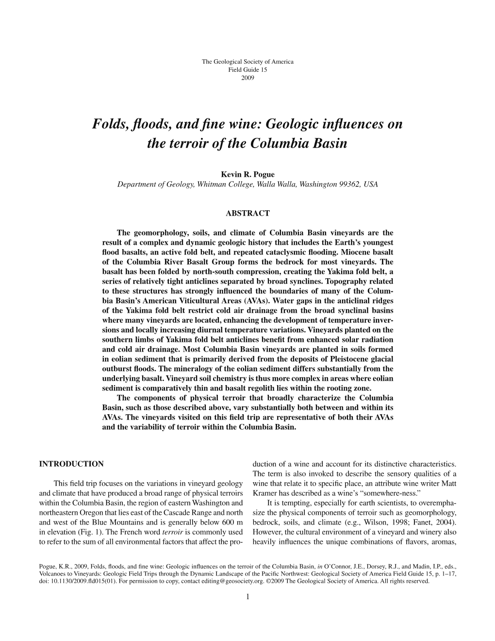 Folds, Floods, and Fine Wine: Geologic Influences on the Terroir of The