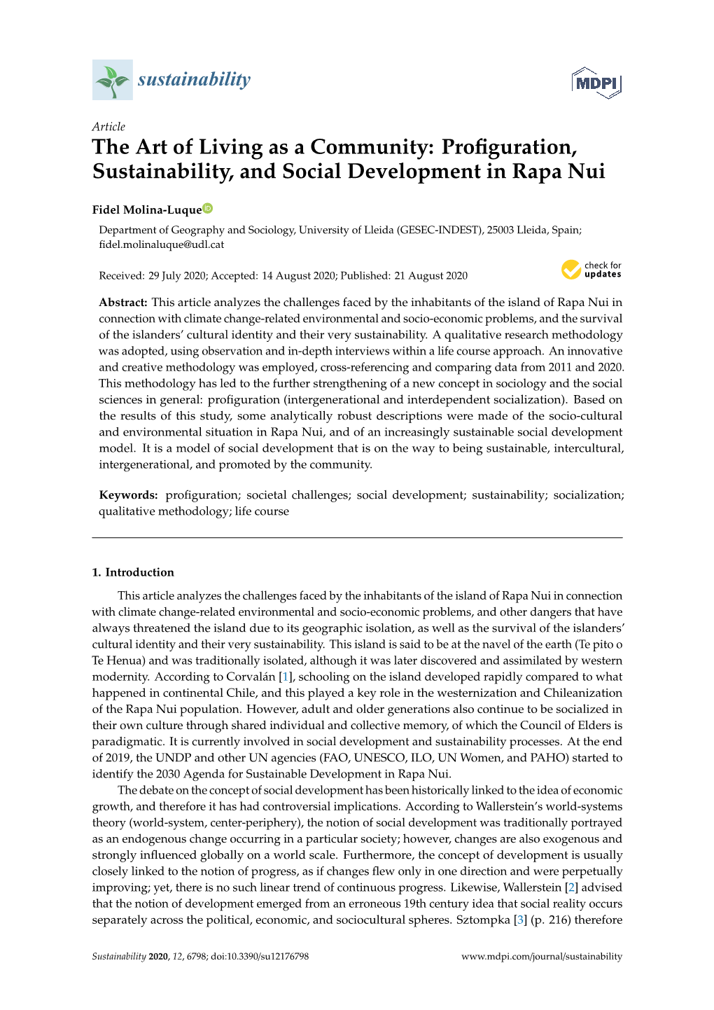 Profiguration, Sustainability, and Social Development in Rapa