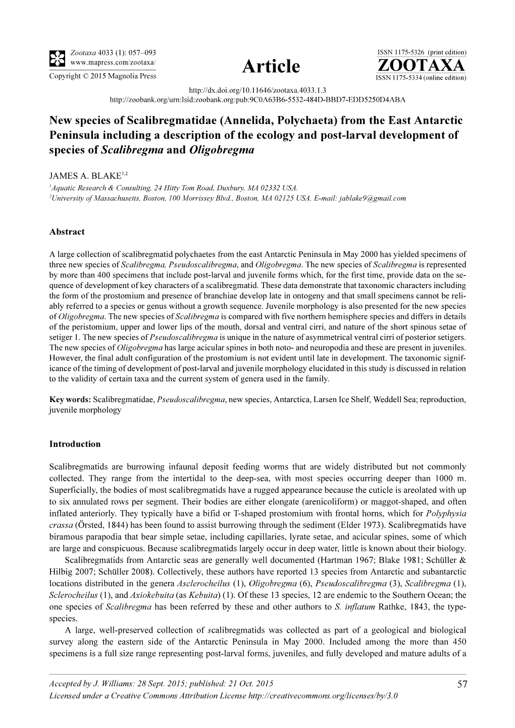 New Species of Scalibregmatidae (Annelida, Polychaeta) from the East Antarctic Peninsula Including a Description of the Ecology