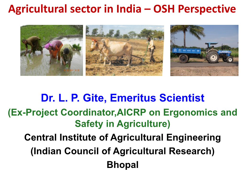 Agricultural Sector in India – OSH Perspective