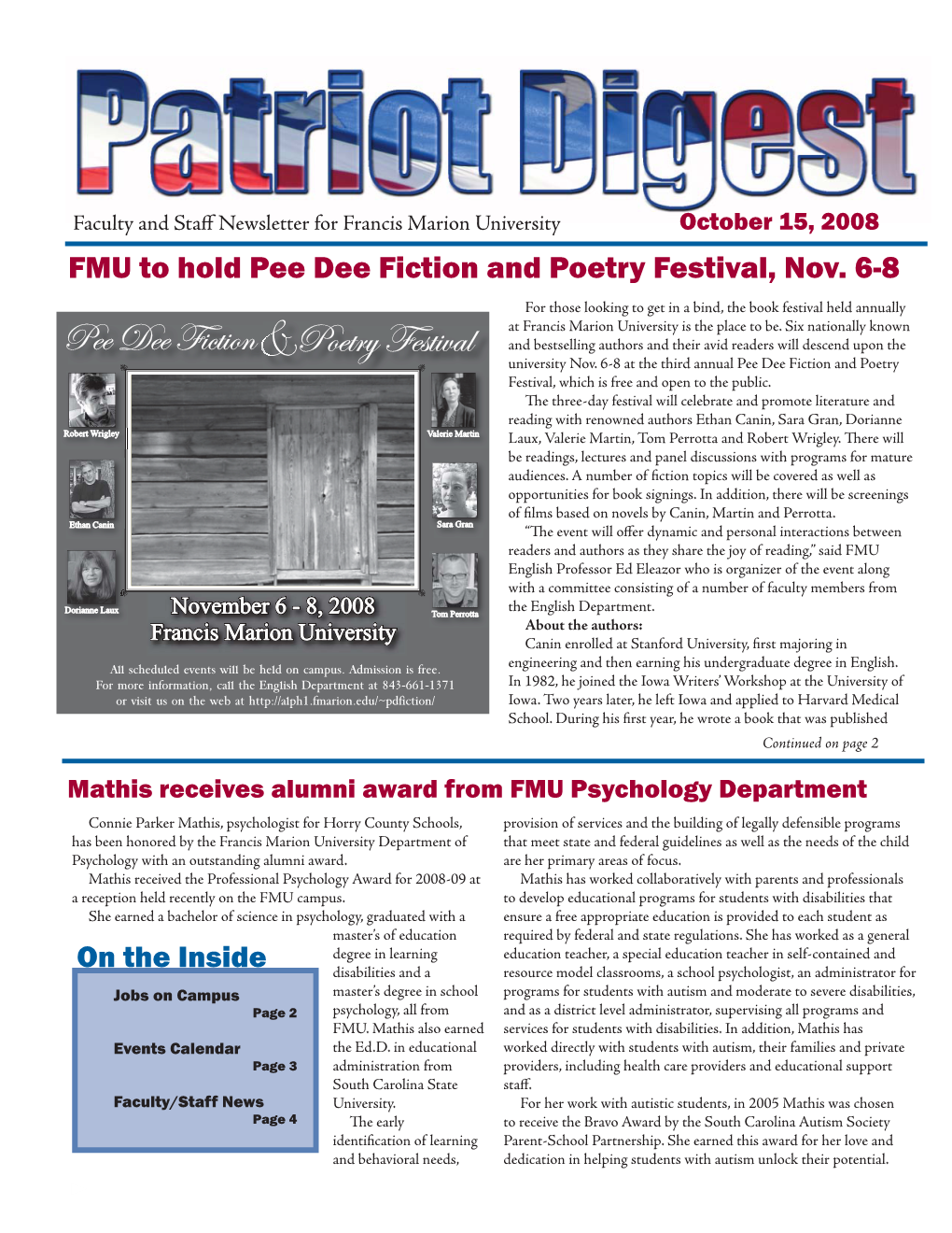 Patriot Digest 10-15-08 Single Pages.Indd