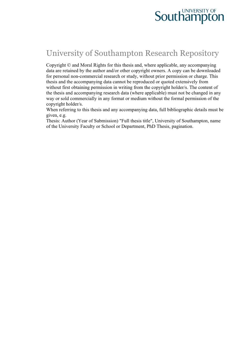 University of Southampton Research Repository