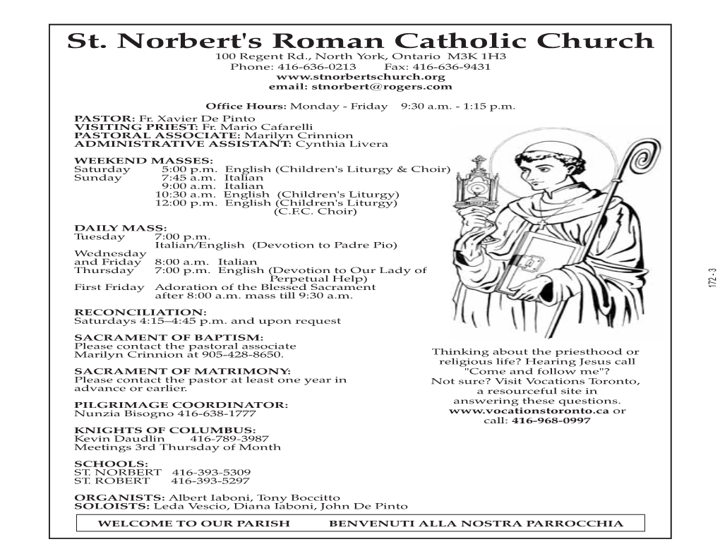 St. Norbert's Roman Catholic Church 3687 Dufferin St