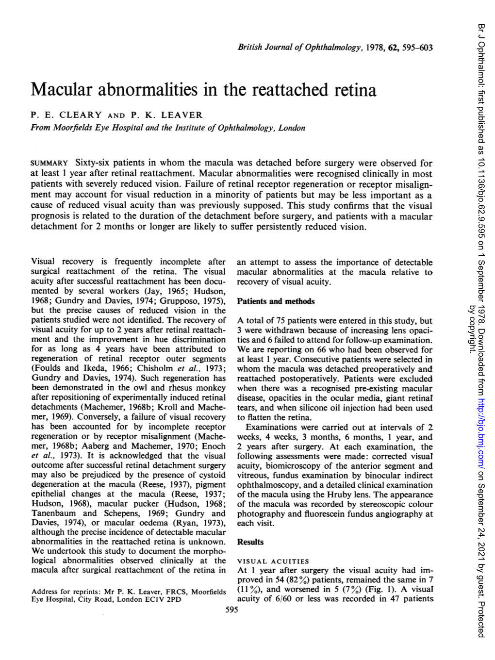 Macular Abnormalities in the Reattached Retina