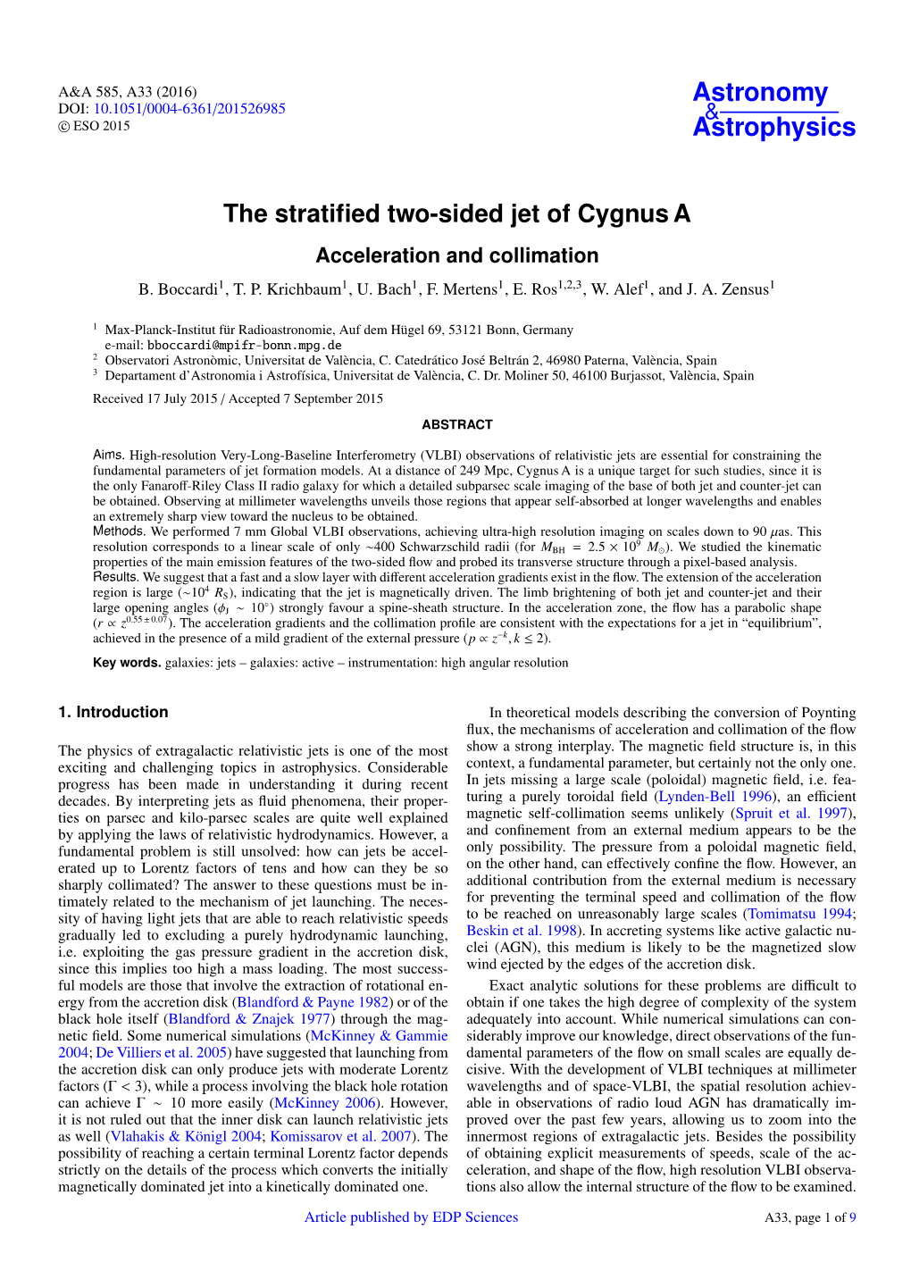 The Stratified Two-Sided Jet of Cygnus A