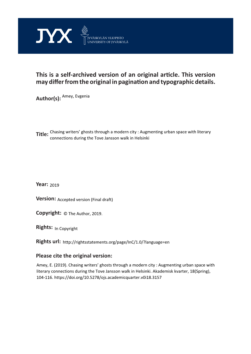 This Is a Self-Archived Version of an Original Article. This Version May Differ from the Original in Pagination and Typographic Details