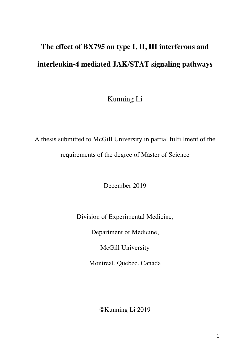 The Effect of BX795 on Type I, II, III Interferons and Interleukin-4