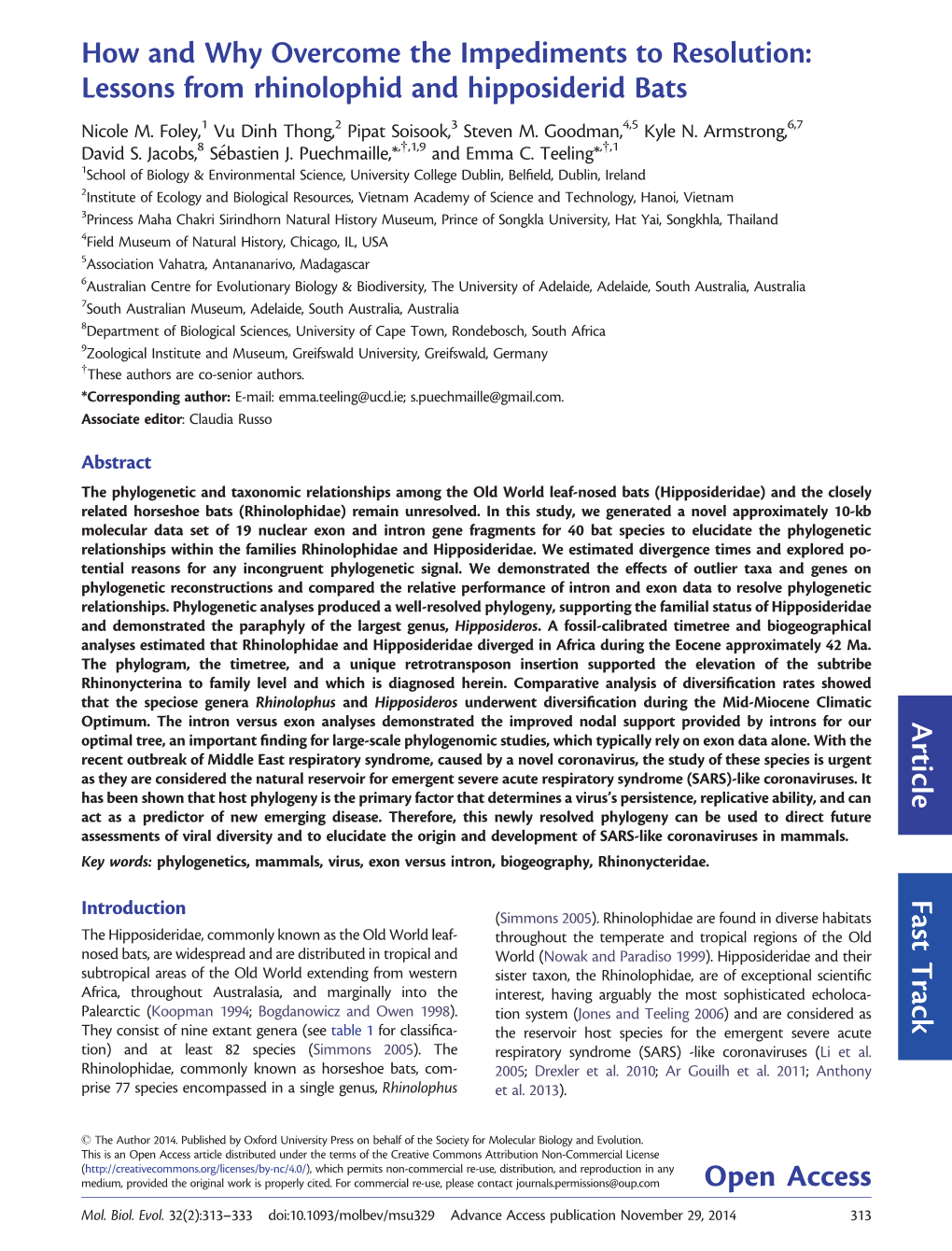 Lessons from Rhinolophid and Hipposiderid Bats