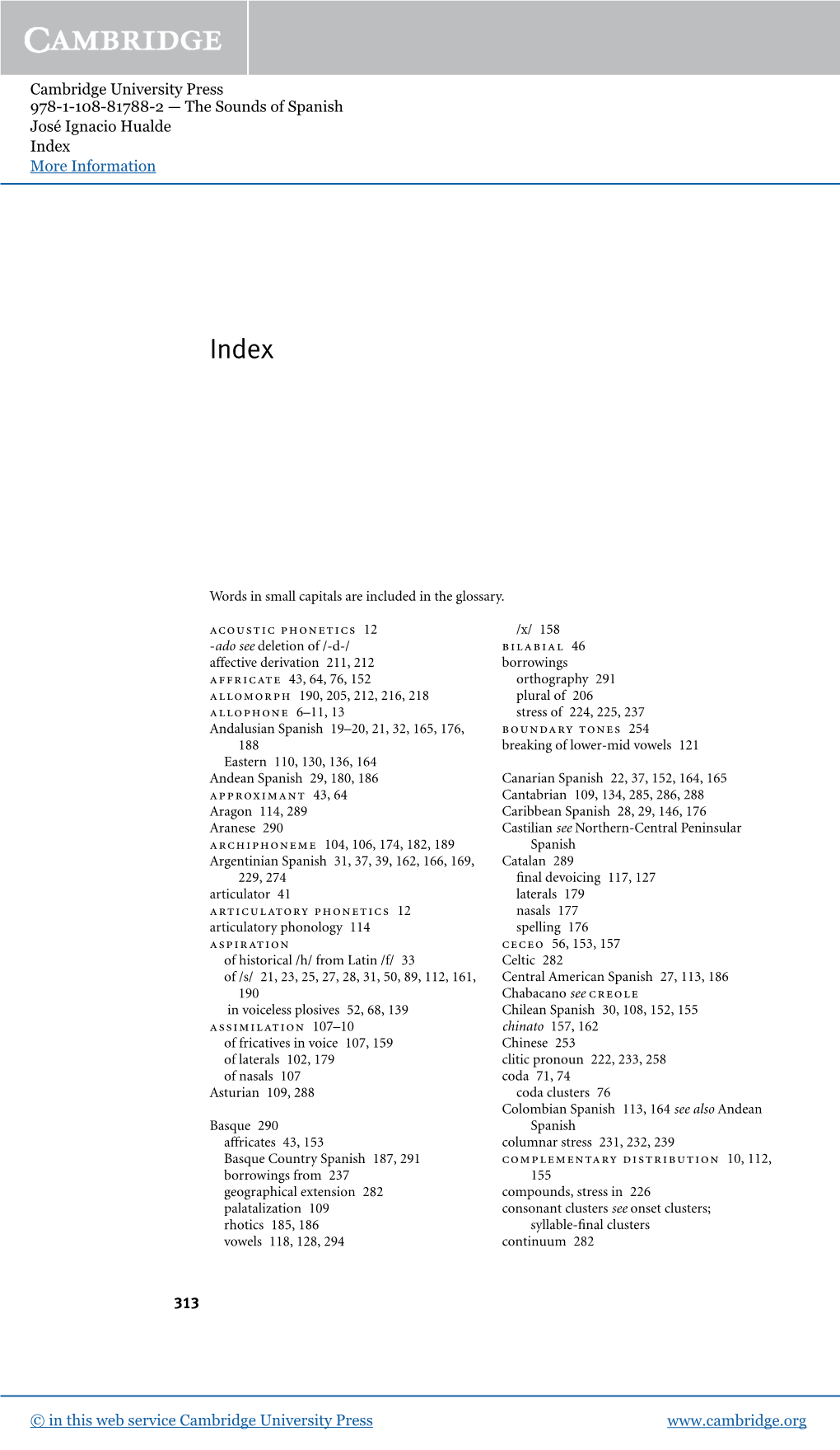 The Sounds of Spanish José Ignacio Hualde Index More Information