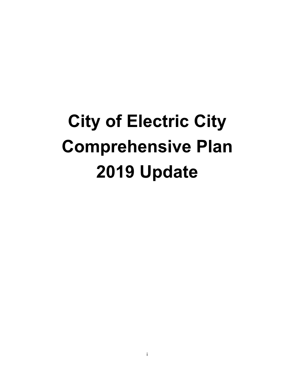 City of Electric City Comprehensive Plan 2019 Update