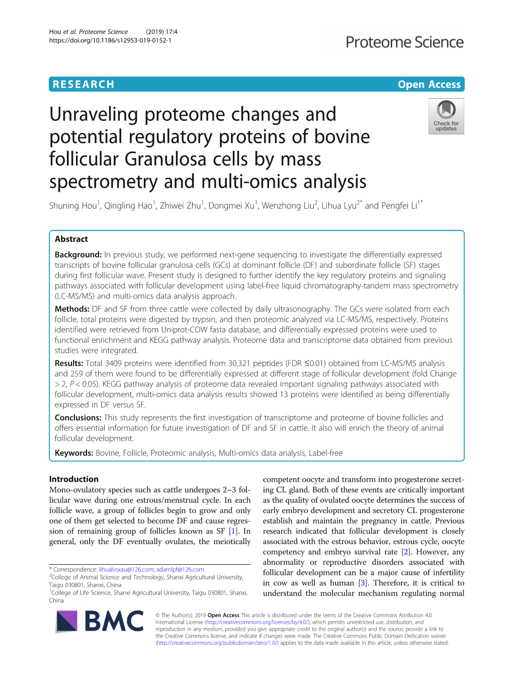 Unraveling Proteome Changes and Potential Regulatory Proteins Of