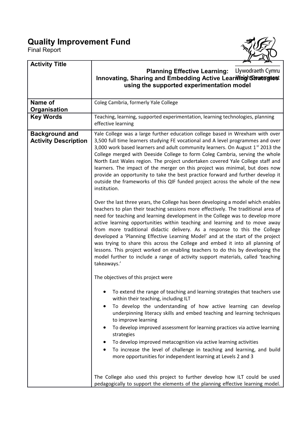 Quality Improvement Fund 2010