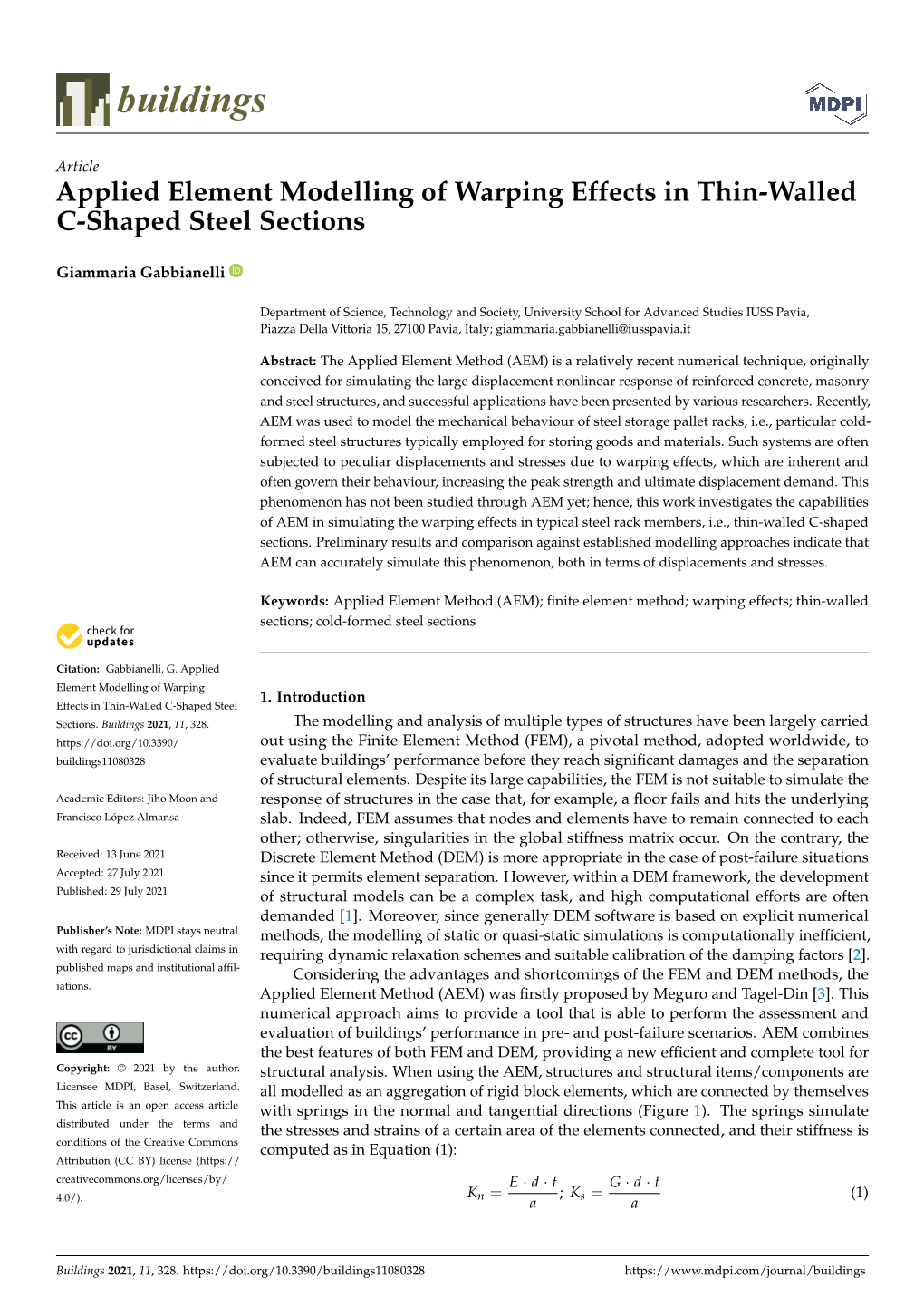 Applied Element Modelling of Warping Effects in Thin-Walled C-Shaped Steel Sections