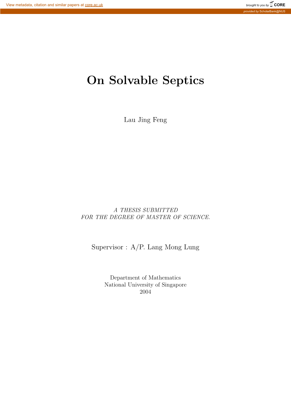 On Solvable Septics